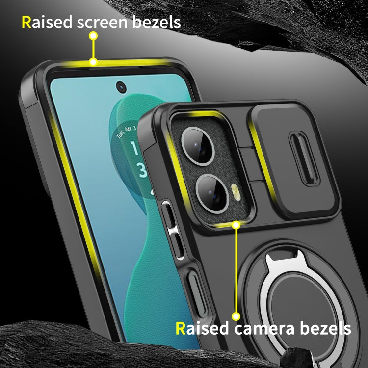 For Motorola Moto G 5G 2024 Sliding Camshield Ring Holder Phone Case(Black) by buy2fix