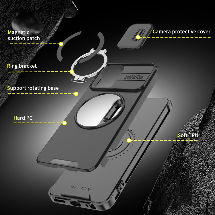 For Motorola Moto G 5G 2024 Sliding Camshield Ring Holder Phone Case(Black) by buy2fix