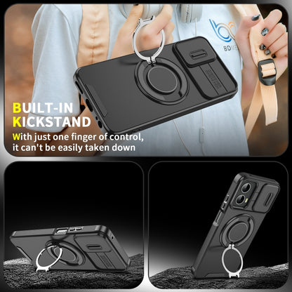 For Motorola Moto G 5G 2024 Sliding Camshield Ring Holder Phone Case(Black) by buy2fix