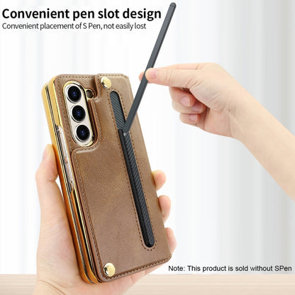 For Samsung Galaxy Z Fold5 VIETAO Film Integrated Folding Holder Flip PU Phone Case(Red) - Galaxy Z Fold5 Cases by VIETAO | Online Shopping UK | buy2fix