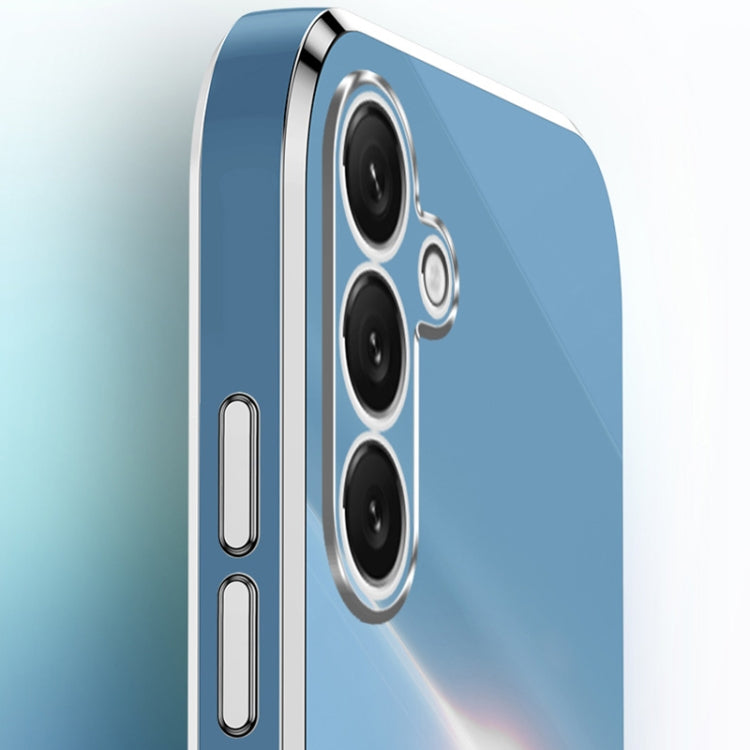 For Samsung Galaxy S25 5G XINLI Straight Edge 6D Electroplate TPU Phone Case with Ring Holder(Mint Green) by XINLI