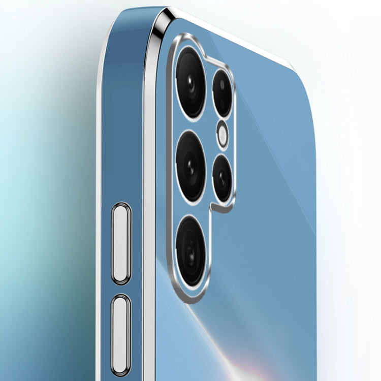 For Samsung Galaxy S25 Ultra 5G XINLI Straight Edge 6D Electroplate TPU Phone Case with Ring Holder(Celestial Blue) by XINLI