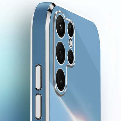 For Samsung Galaxy S25 Ultra 5G XINLI Straight Edge 6D Electroplate TPU Phone Case with Ring Holder(Cherry Purple) by XINLI