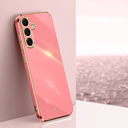 For Samsung Galaxy S25+ 5G XINLI Straight Edge 6D Electroplate TPU Phone Case(Hawthorn Red) by XINLI