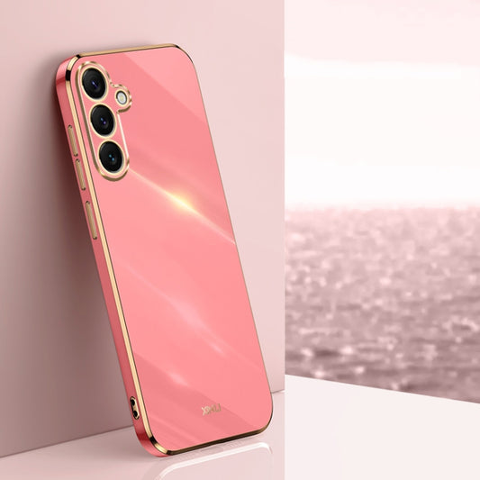 For Samsung Galaxy S25+ 5G XINLI Straight Edge 6D Electroplate TPU Phone Case(Hawthorn Red) by XINLI