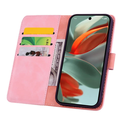 For Google Pixel 9 / 9 Pro Mandala Embossed Dual-Fold Calf Leather Phone Case(Pink) - Google Cases by buy2fix | Online Shopping UK | buy2fix