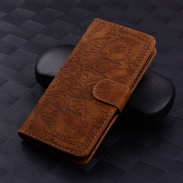 For Google Pixel 9 Pro XL / 10 Pro XL Mandala Embossed Dual-Fold Calf Leather Phone Case(Brown) by buy2fix