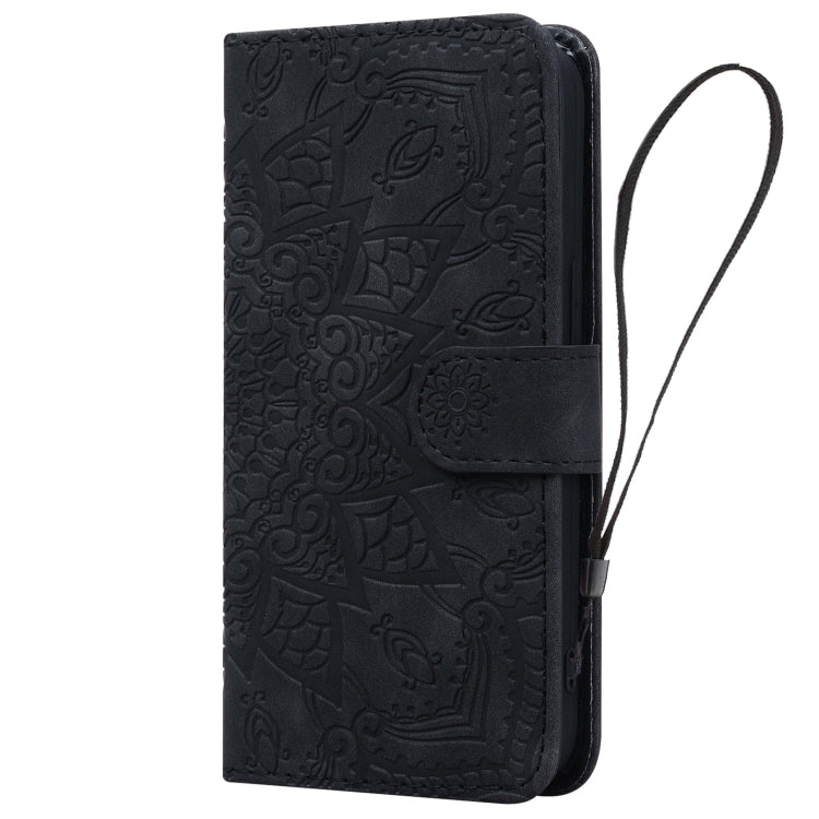 For Google Pixel 9 Pro XL Mandala Embossed Dual-Fold Calf Leather Phone Case(Black) - Google Cases by buy2fix | Online Shopping UK | buy2fix