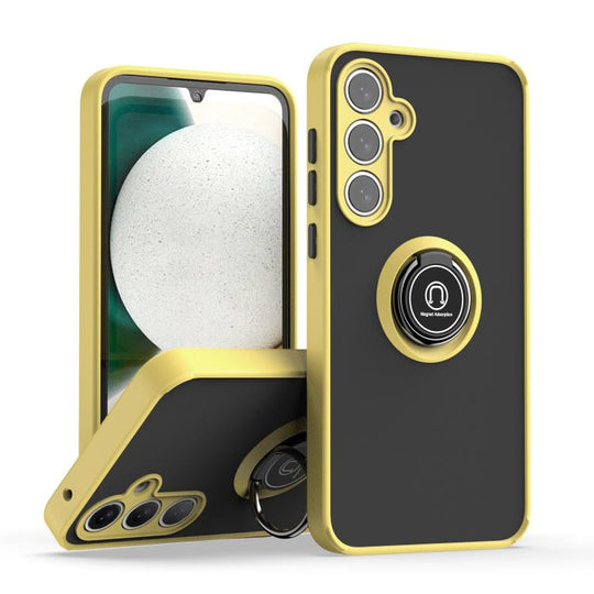 For Samsung Galaxy A35 5G Q Shadow 1 Series TPU + PC Phone Case with Ring(Yellow)