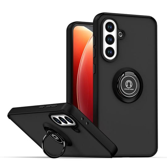 For Samsung Galaxy A56 5G Q Shadow 1 Series TPU + PC Phone Case with Ring(Black+Black)