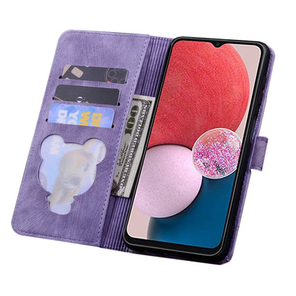 For Google Pixel 9 Pro XL Cartoon Sakura Cat Embossed Leather Phone Case(Purple) - Google Cases by buy2fix | Online Shopping UK | buy2fix