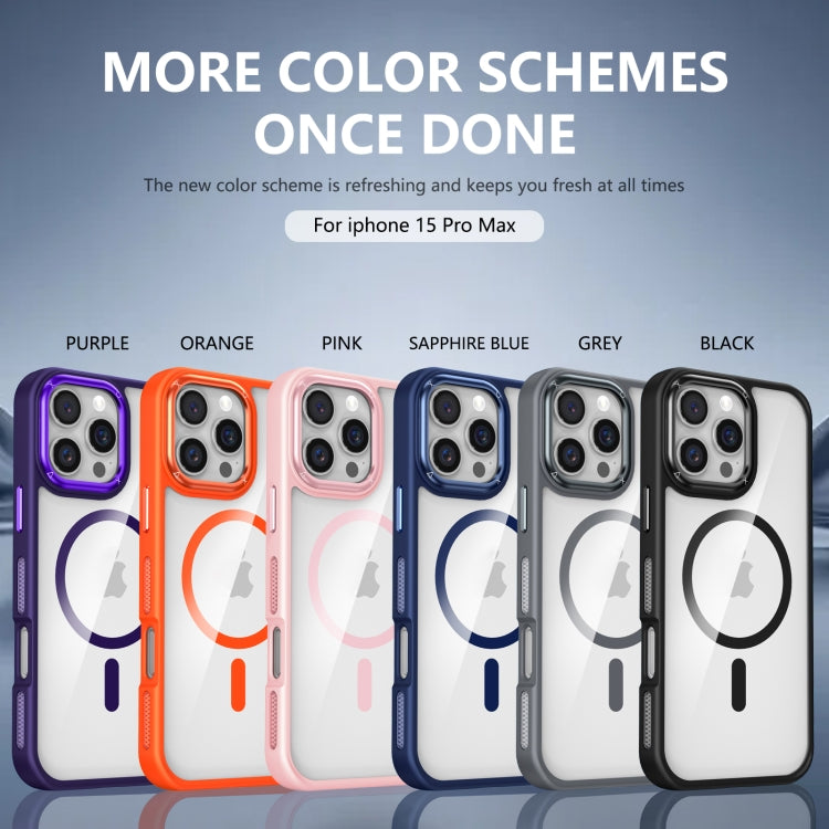 For iPhone 16 Pro Breathable Skin Feel Transparent MagSafe Magnetic Phone Case(Purple) - iPhone 16 Pro Cases by buy2fix | Online Shopping UK | buy2fix