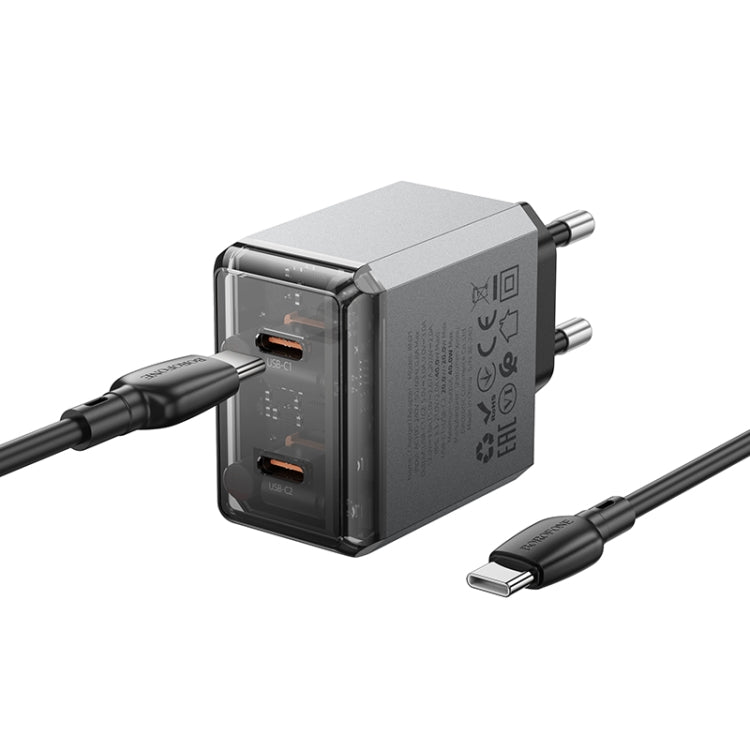 BOROFONE BN21 PD 40W 2 Type-C Charger with 1m Type-C to Type-C Cable Set, For:EU Plug(Tarnish) - USB Charger by Borofone | Online Shopping UK | buy2fix