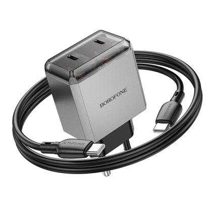 BOROFONE BN21 PD 40W 2 Type-C Charger with 1m Type-C to Type-C Cable Set, For:EU Plug(Tarnish) - USB Charger by Borofone | Online Shopping UK | buy2fix