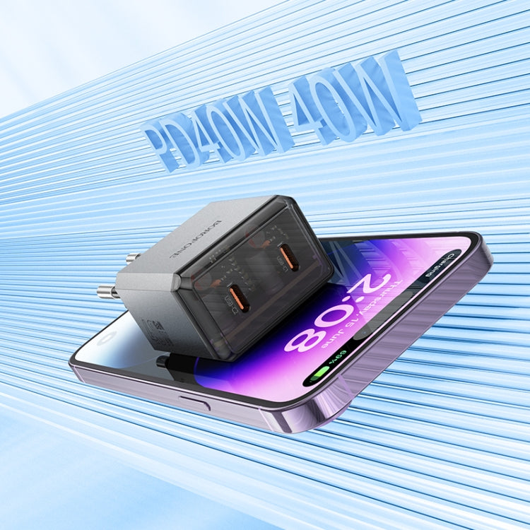 BOROFONE BN21 PD 40W 2 Type-C Charger with 1m Type-C to Type-C Cable Set, For:EU Plug(Tarnish) - USB Charger by Borofone | Online Shopping UK | buy2fix