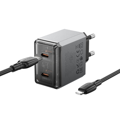 BOROFONE BN21 PD 40W 2 Type-C Charger with 1m Type-C to 8 Pin Cable Set, For:EU Plug(Tarnish) - USB Charger by Borofone | Online Shopping UK | buy2fix