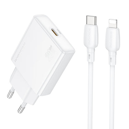 BOROFONE BN23 PD 20W Type-C Charger with 1m Type-C to 8 Pin Cable Set, Plug Type:EU Plug(White) - USB Charger by Borofone | Online Shopping UK | buy2fix