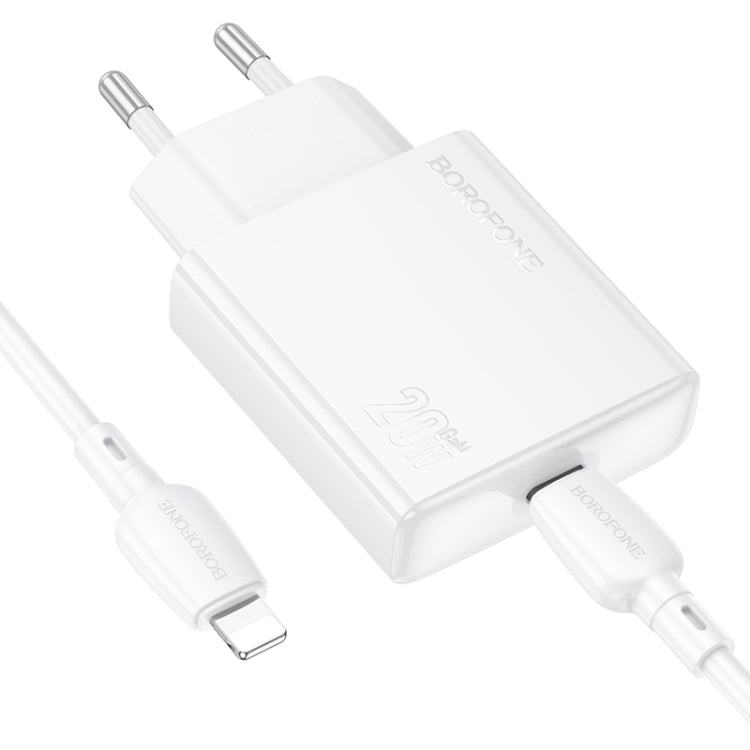BOROFONE BN23 PD 20W Type-C Charger with 1m Type-C to 8 Pin Cable Set, Plug Type:EU Plug(White) - USB Charger by Borofone | Online Shopping UK | buy2fix