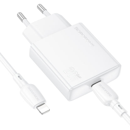 BOROFONE BN23 PD 20W Type-C Charger with 1m Type-C to 8 Pin Cable Set, Plug Type:EU Plug(White) - USB Charger by Borofone | Online Shopping UK | buy2fix