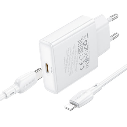 BOROFONE BN23 PD 20W Type-C Charger with 1m Type-C to 8 Pin Cable Set, Plug Type:EU Plug(White) - USB Charger by Borofone | Online Shopping UK | buy2fix