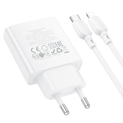 BOROFONE BN23 PD 20W Type-C Charger with 1m Type-C to 8 Pin Cable Set, Plug Type:EU Plug(White) - USB Charger by Borofone | Online Shopping UK | buy2fix