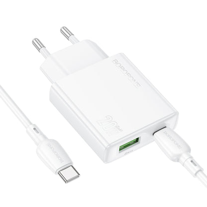 BOROFONE BN24 PD 20W USB, Type-C Charger with 1m Type-C to Type-C Cable Set, Plug Type:EU Plug(White) - USB Charger by Borofone | Online Shopping UK | buy2fix