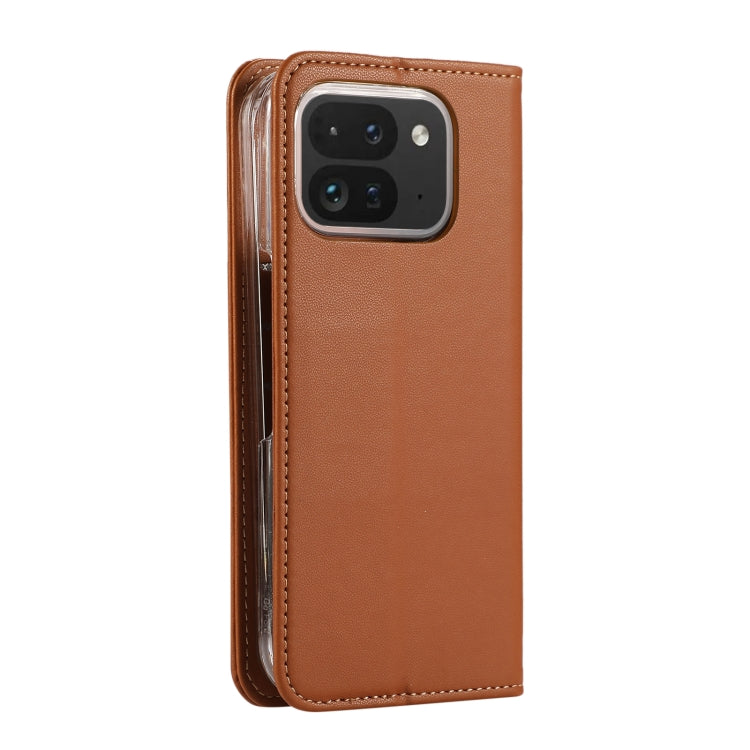 For Google Pixel 9 Pro Fold ABEEL RFID Magnetic Flip Leather Phone Case(Brown) - Google Cases by buy2fix | Online Shopping UK | buy2fix