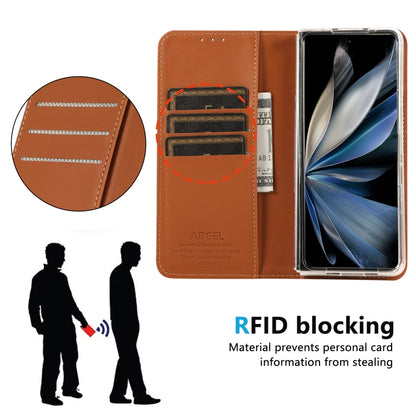 For Google Pixel 9 Pro Fold ABEEL RFID Magnetic Flip Leather Phone Case(Brown) - Google Cases by buy2fix | Online Shopping UK | buy2fix