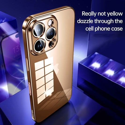 For iPhone 16 SULADA Shine Through Series Plating TPU Transparent Phone Case(Gold) by SULADA
