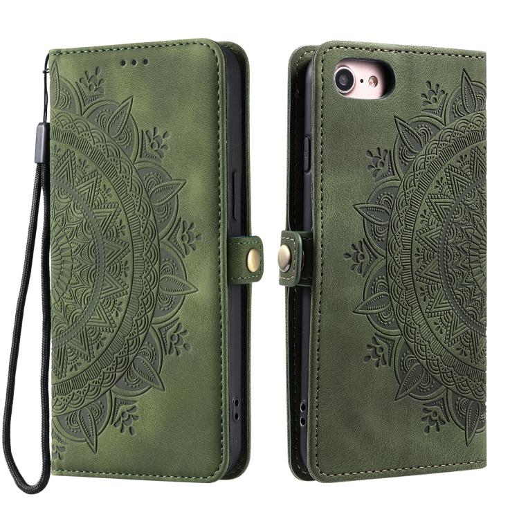 For iPhone 16e Skin Feel Totem Embossed Leather Phone Case(Deep Green) - iPhone 16e Cases by buy2fix | Online Shopping UK | buy2fix