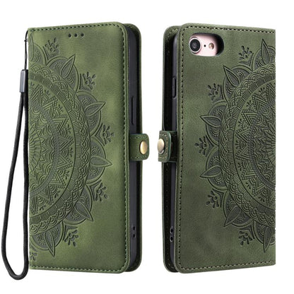 For iPhone 16e Skin Feel Totem Embossed Leather Phone Case(Deep Green) - iPhone 16e Cases by buy2fix | Online Shopping UK | buy2fix
