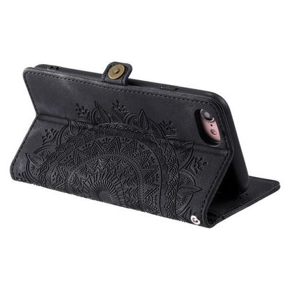 For iPhone 16e Skin Feel Totem Embossed Leather Phone Case(Black) - iPhone 16e Cases by buy2fix | Online Shopping UK | buy2fix