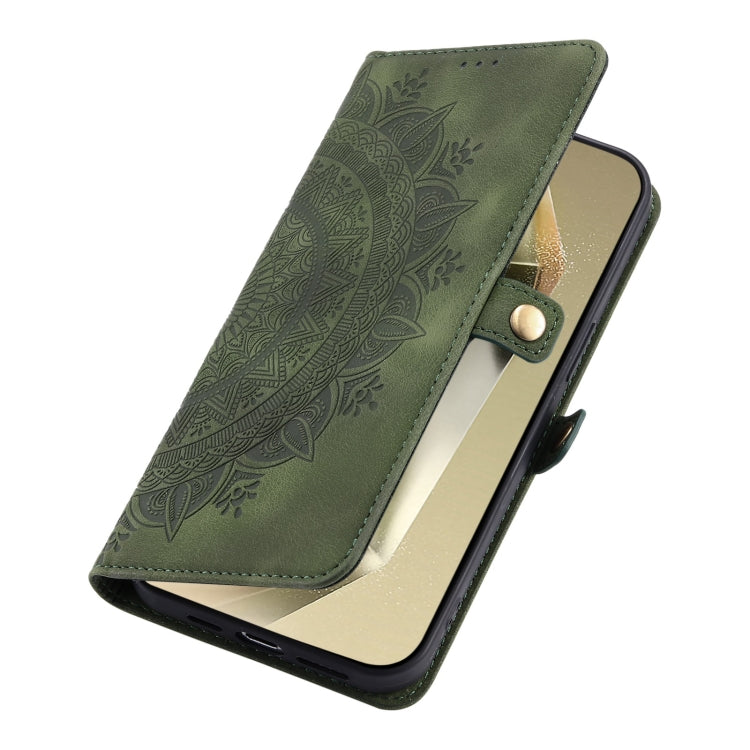 For Samsung Galaxy S25 Ultra 5G Skin Feel Totem Embossed Leather Phone Case(Deep Green) - Galaxy S25 Ultra 5G Cases by buy2fix | Online Shopping UK | buy2fix