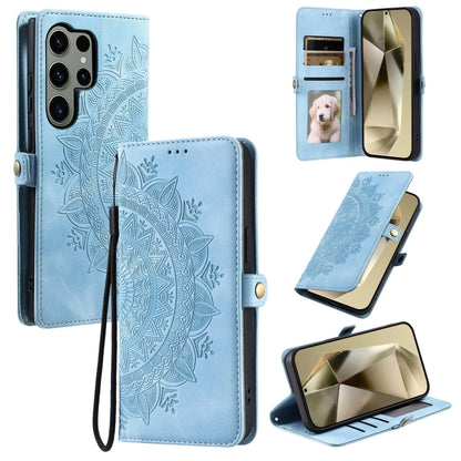 For Samsung Galaxy S25 Ultra 5G Skin Feel Totem Embossed Leather Phone Case(Blue) by buy2fix