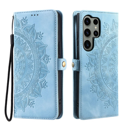For Samsung Galaxy S25 Ultra 5G Skin Feel Totem Embossed Leather Phone Case(Blue) by buy2fix