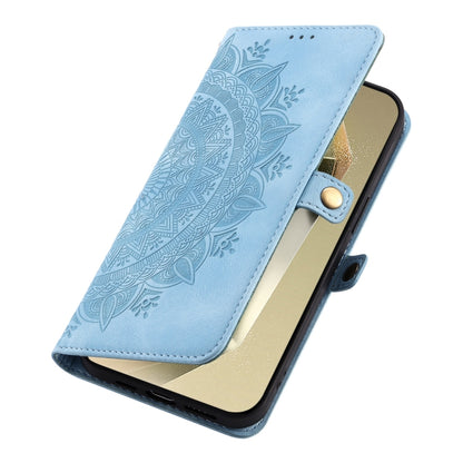 For Samsung Galaxy S25 Ultra 5G Skin Feel Totem Embossed Leather Phone Case(Blue) by buy2fix