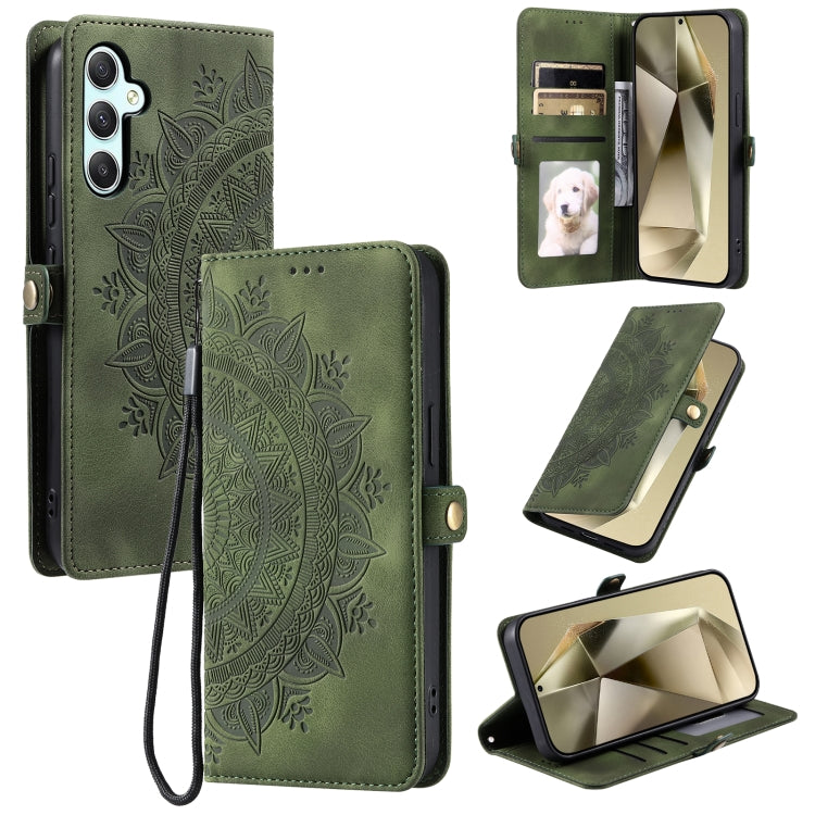 For Samsung Galaxy S25 5G Skin Feel Totem Embossed Leather Phone Case(Deep Green) by buy2fix
