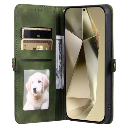 For Samsung Galaxy S25 5G Skin Feel Totem Embossed Leather Phone Case(Deep Green) by buy2fix