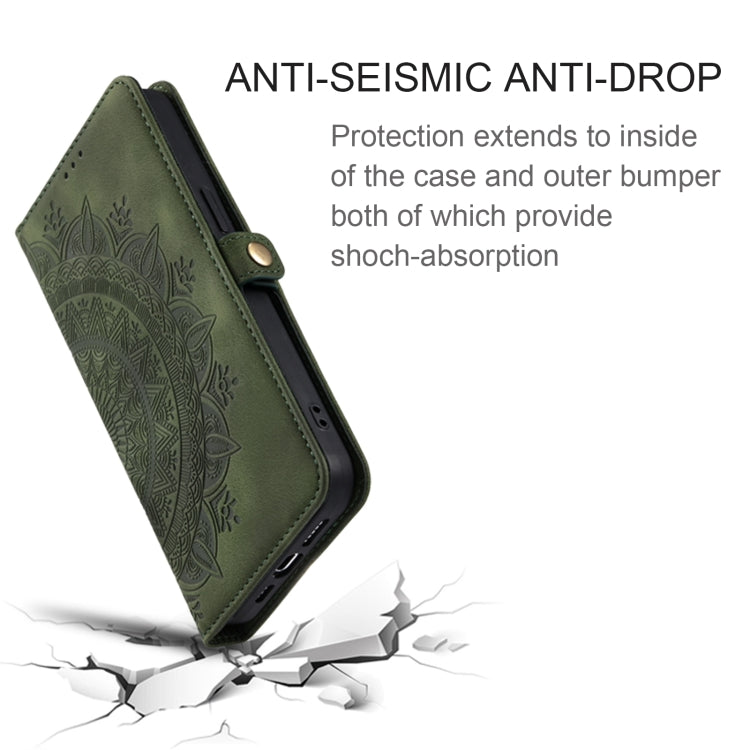For Samsung Galaxy S25 5G Skin Feel Totem Embossed Leather Phone Case(Deep Green) by buy2fix