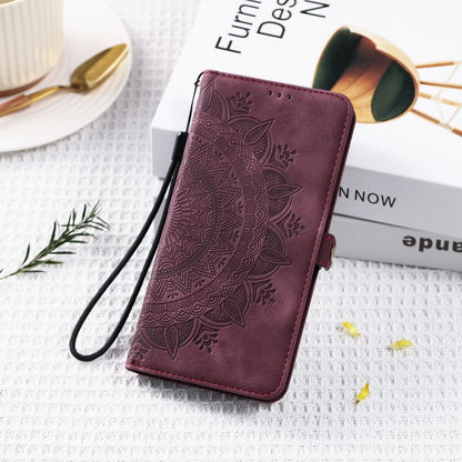 For Samsung Galaxy S25 5G Skin Feel Totem Embossed Leather Phone Case(Wine Red) by buy2fix