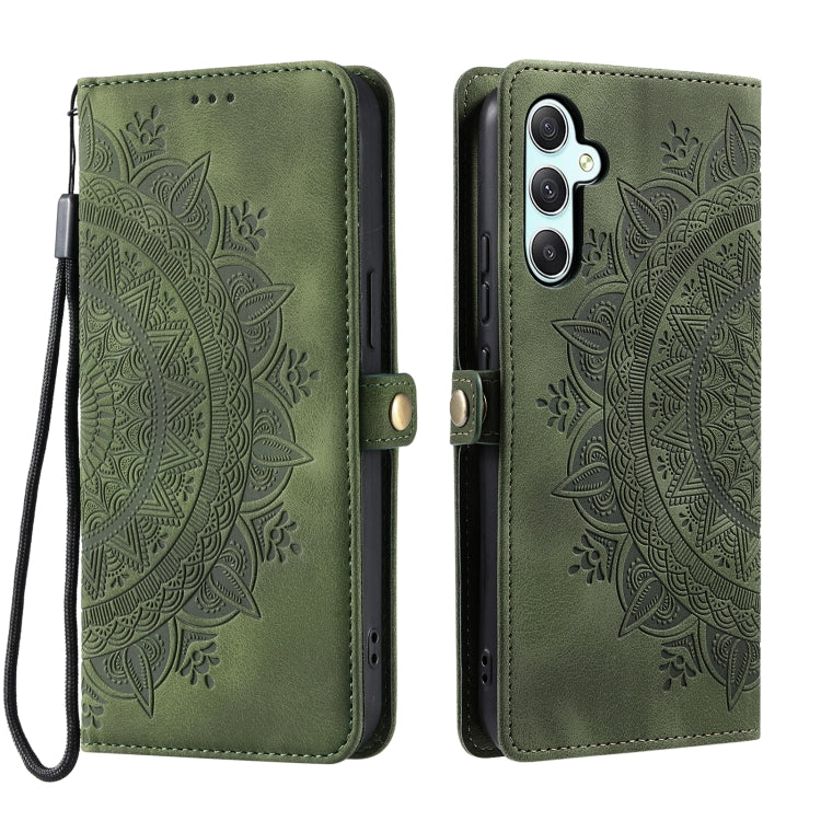 For Samsung Galaxy S25+ 5G Skin Feel Totem Embossed Leather Phone Case(Deep Green) by buy2fix