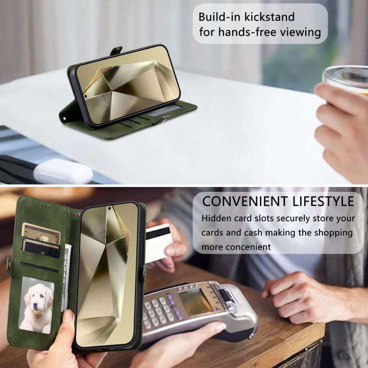 For Samsung Galaxy S25+ 5G Skin Feel Totem Embossed Leather Phone Case(Deep Green) by buy2fix