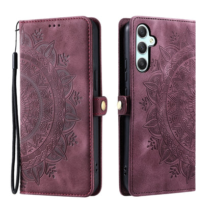For Samsung Galaxy S25+ 5G Skin Feel Totem Embossed Leather Phone Case(Wine Red) by buy2fix