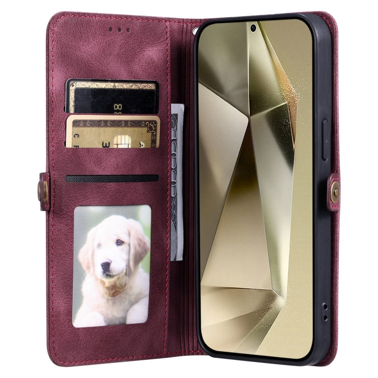 For Samsung Galaxy S25+ 5G Skin Feel Totem Embossed Leather Phone Case(Wine Red) by buy2fix