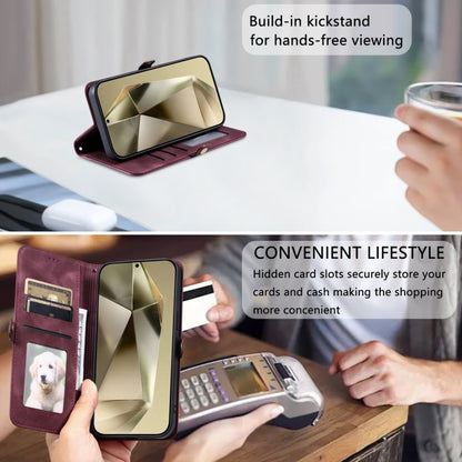 For Samsung Galaxy S25+ 5G Skin Feel Totem Embossed Leather Phone Case(Wine Red) by buy2fix