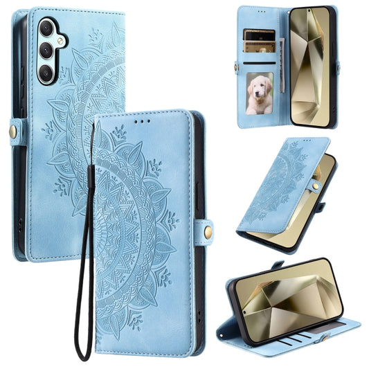 For Samsung Galaxy S25+ 5G Skin Feel Totem Embossed Leather Phone Case(Blue) by buy2fix