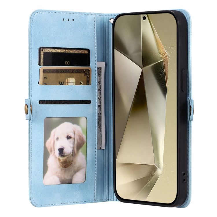 For Samsung Galaxy S25+ 5G Skin Feel Totem Embossed Leather Phone Case(Blue) by buy2fix