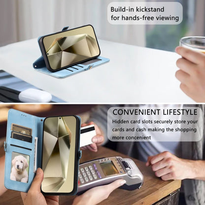 For Samsung Galaxy S25+ 5G Skin Feel Totem Embossed Leather Phone Case(Blue) by buy2fix