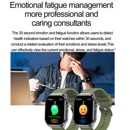 ET585 2.04 inch Steel Strap IP68 Waterproof Smart Watch, Support ECG / Blood Composition Measurement(Black) by buy2fix