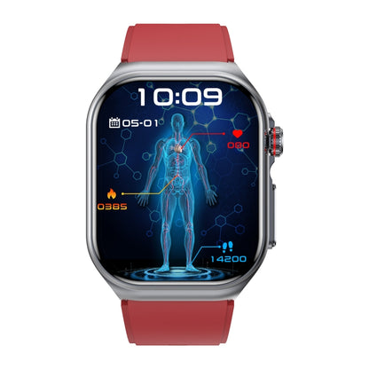 ET585 2.04 inch Silicone Strap IP68 Waterproof Smart Watch, Support ECG / Blood Composition Measurement(Red) by buy2fix